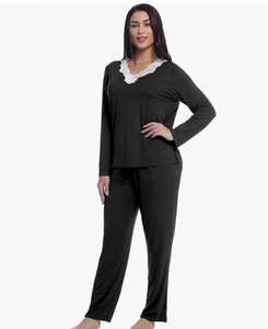 Joyaria Cooling Black Pajamas for Women Moisture Wicking Pjs Set Loose-Small - Picture 1 of 7