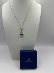 "Precioso collar colgante lágrima tono oro y plata SWAROVSKI 16-18"" NUEVO EN CAJA" - Imagen 1 de 12