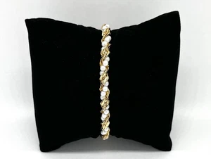 Modeschmuck Armband, Vergoldet, Perlen, 19 cm lang, 5,5 mm breit, Karabiner - Bild 1 von 2