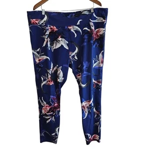 Fabletics PureLuxe Leggings Womens 3X Blue Floral High-Rise Athletic Gym Yoga - Picture 1 of 9