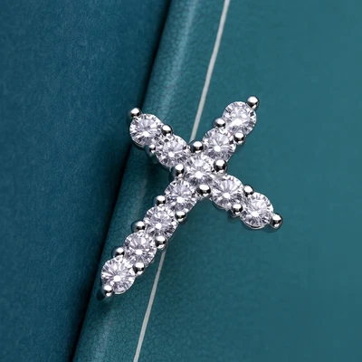 4ct Vs E-F color Lab Grown Diamond Cross Pendant with 14k White Gold - Image 1 of 4