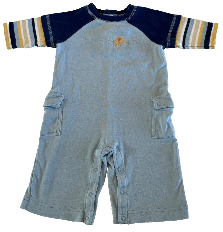 Mameluco de Colección 2006 Gymboree All Creatures Grande y Pequeño Elefante Bolsillos de Carga 3-6M Foto 1 de 4
