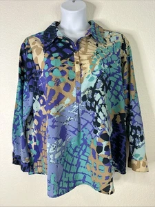 Top abstracto colorido manga larga Kelly by Clinton Kelly para mujer talla grande 1X - Imagen 1 de 8