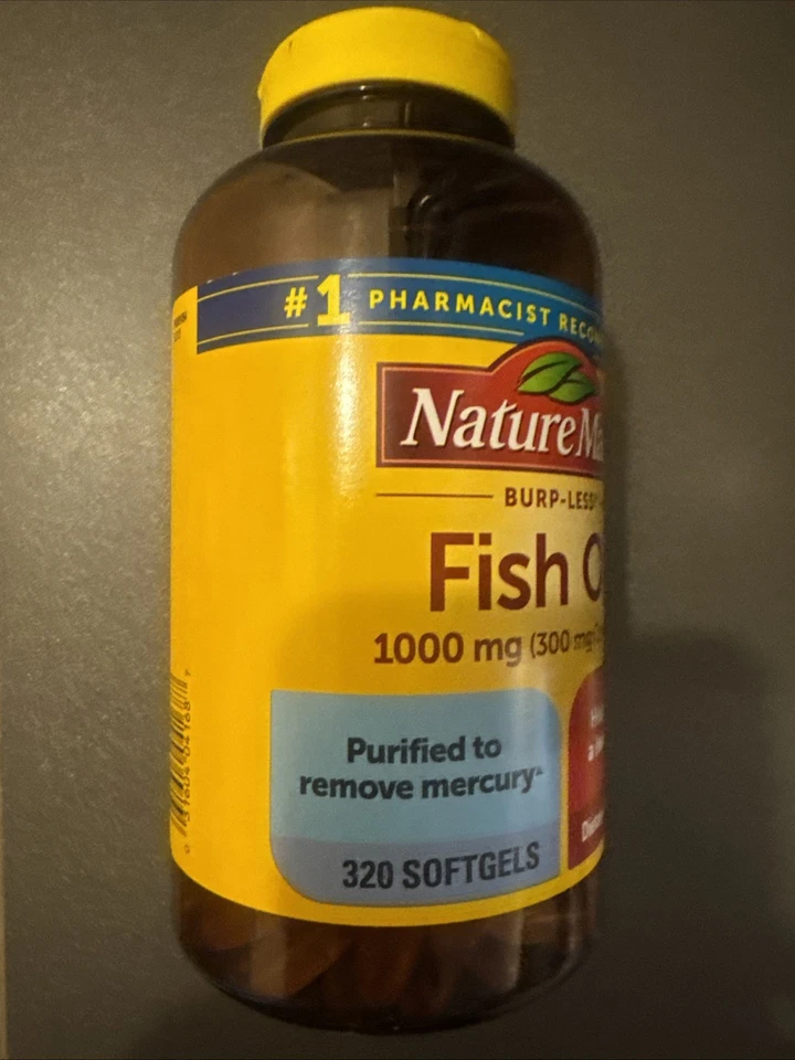 Aceite de pescado Nature Made Burp Less 1000 mg cápsulas blandas, 320 unidades (paquete de 1) nuevo Foto 1 de 1