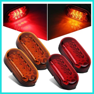 2 Ámbar + 2 Rojo 12V 4" x 2" Ovalado LED Camión Marcador Lateral Luz Montaje Superficial 10... Foto 1 de 4
