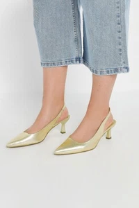 Yours Curve Women's Slingback Kitten Heel Court Shoes In Extra Wide EEE Fit - Picture 1 of 7
