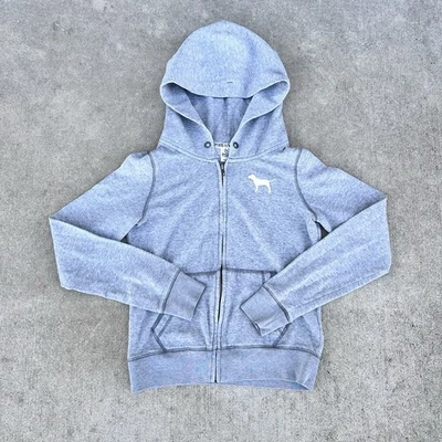 VTG Y2K Women's Grey Victoria's Secret 'Love Pink' Full Zip Hoodie Small 17x20 - Image 1 of 4
