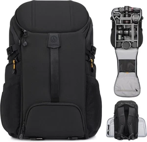 TARION großer Kamerarucksack 15,6" Laptopfach wasserdicht Regenschutz schwarz - Bild 1 von 7