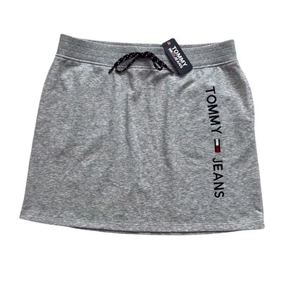 Tommy Hilfiger Jeans NEW Large Skirt Mini Grey Spellout Logo Athletic Casual - Image 1 of 4