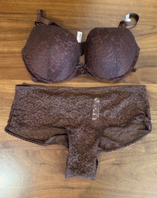 VICTORIA'S SECRET SET: SEXY TEE LACIE PUSH-UP BRA & BOW CHEEKY PANTY SIZE 38D XL