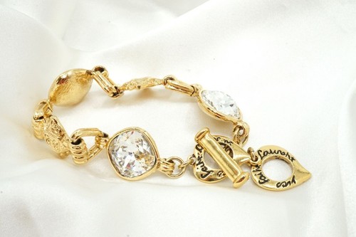 SAINT LAURENT (YSL) Yves Saint Laurent Vintage Bracciale Strass Ysl Classico Accessorio Oro 2556j