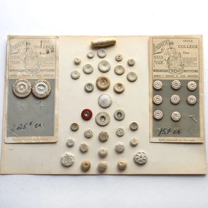 Collector Card Antique Fabric Buttons Linen Threads & Lindener’s 5/16 - 1” - Picture 1 of 5