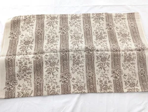 Vintage Brown Floral Fabric Cotton Linen Blend Cottage Roses 44.5" x 6.5 Yards - Picture 1 of 11