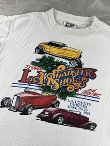 Vintage 1991 LA Roadsters Car Show Shirt Herren Medium weiß Hot Rod Grafik - Bild 1 von 12
