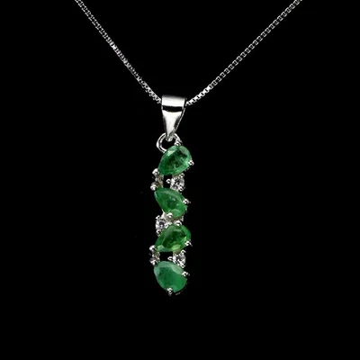 Colar de prata esterlina 925 esmeralda pera 5x3mm topázio joias de pedra preciosa natural - Imagem 1 de 4