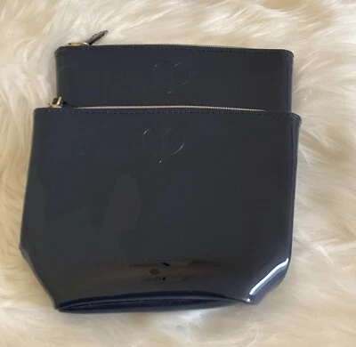 2 x Cle de Peau Brillante Azul Oscuro Imitación Cuero Cosmético Maquillaje Bolsa NUEVO Foto 1 de 4