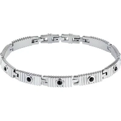 Bracciale Morellato Urban SABH31 Bracelet Acciaio Uomo Zirconi Neri Nuovo - Immagine 1 di 2