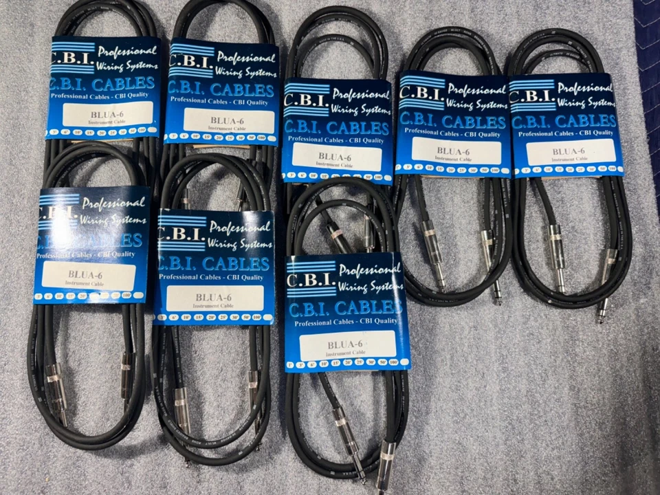 Cable de instrumento de guitarra CBI BLUA de 1/4" a 1/4", 6 pies. NUEVO Foto 1 de 1