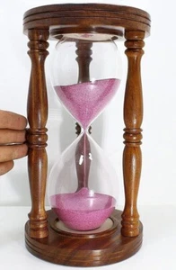 60 Min Wooden Sand Timer 12" Vintage Nautical Hour Glass for Gifts Home Decor - Picture 1 of 7