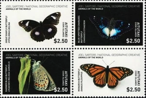 BUTTERFLIES Insects MNH Stamp Set #417 (2017 Aitutaki Cook Islands) - Picture 1 of 1