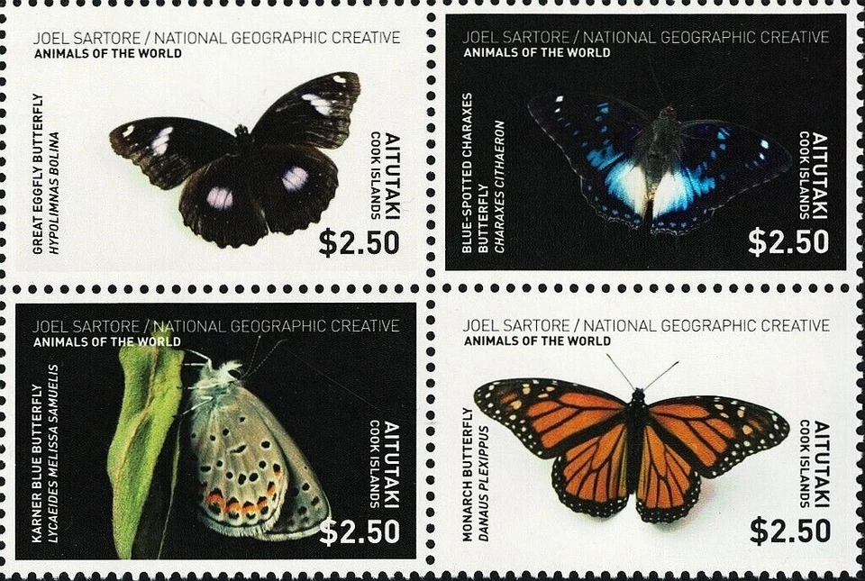 BUTTERFLIES Insects MNH Stamp Set #417 (2017 Aitutaki Cook Islands) - Image 1 of 1