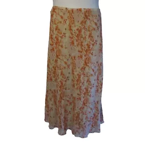 Lane Bryant 22/24 3X Orange Pink Beige Long Flowing Skirt - Picture 1 of 3