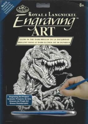 Engraving Art Kit Glow in Dark Foil T Rex 8"x10" Board Tool Royal Langnickel New - image 1 of 3