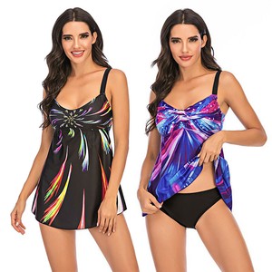 Plus Size Two Piece Swimsuit Women Tankini Set Swimdress Swim Skirt Bathing Suit