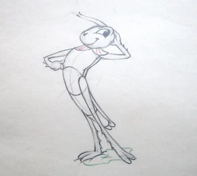 1939 GOOFY WILBUR GRASSHOPPER WALT DISNEY ORIGINAL PRODUCTION  cel DRAWING - Image 1 of 2