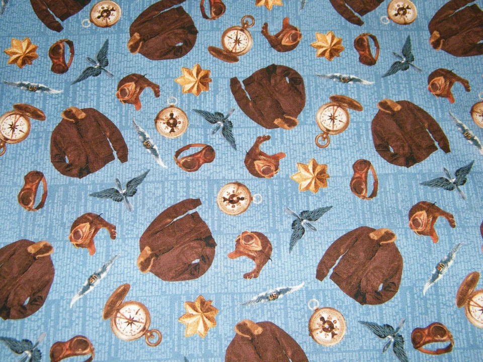 Tela de edredón 100 % algodón estampado azul por yarda Windham THEORY OF AVIATION Foto 1 de 2