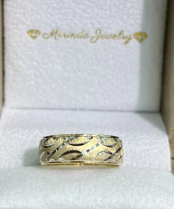 14k Solid Multi Tone Gold Shiny Band Ring. Sz 6. 3.75 Grams - Picture 1 of 7