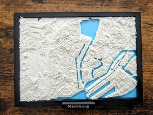 Hamburg Germany 3D City Map Custom 3D Street Map City Poster Print - Picture 1 of 5