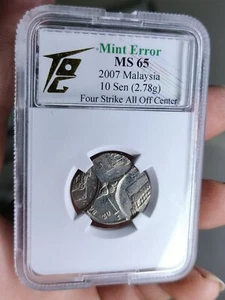 Mint Error Coin 2007 Year malaysia 10 sen TQG 65 - Picture 1 of 4