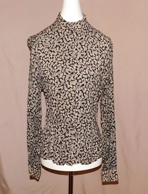 Blusa Top BENETTON Negra Tostada Geométrica Con Botones Manga Larga Talla 44 Foto 1 de 4