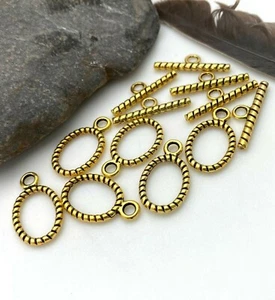 Sets Of Gold Color Oval Rope Like Base Metal Toggle Clasps(3 Variations)(MCL30) - Picture 1 of 12