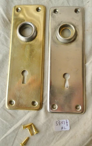 Door Knob Back Plates  (pr) Nickel & Brass Mission  5 3/4"h x 1 7/8"w   "B" Cover