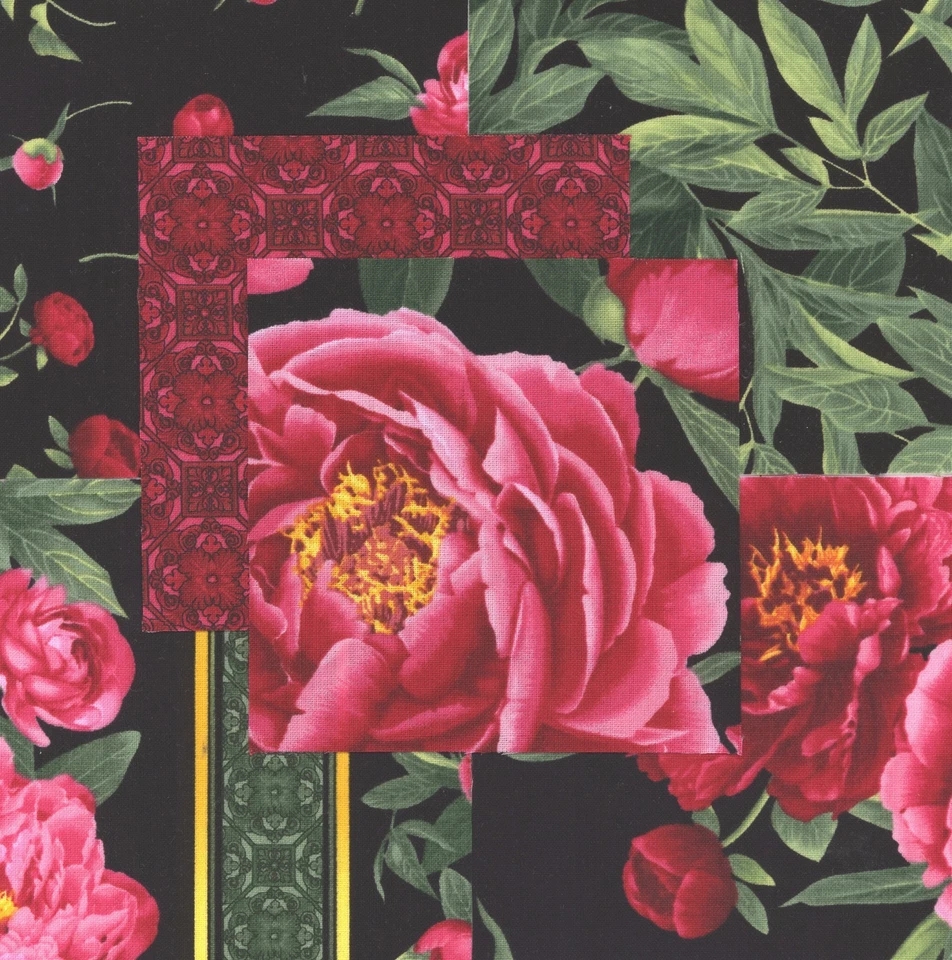 Peonies 30 4" fabric squares quilting cotton quilt floral flowers home decor - Image 1 of 1