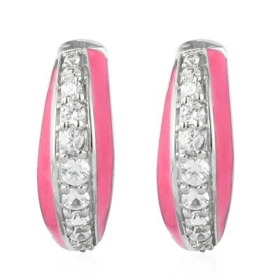 GP Multi Color Passion Collection 1.35 ctw White Zircon Enameled J-Hoop Earrings - Image 1 of 4