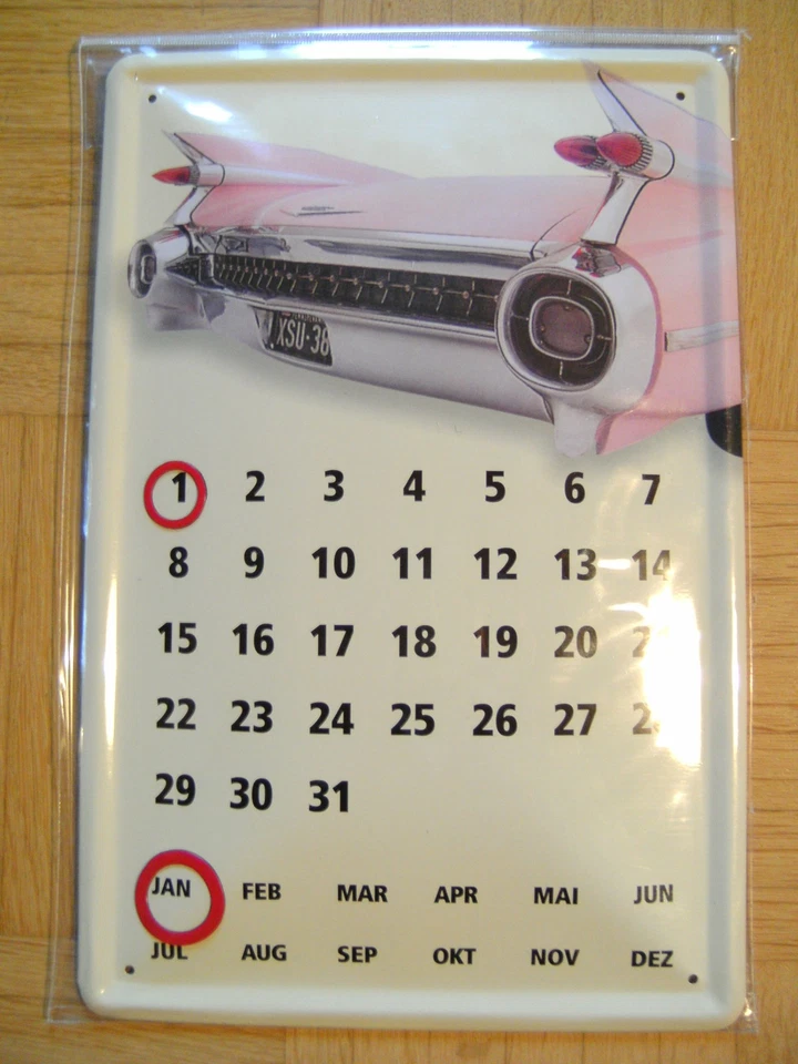 CADILLAC Blechkalender 20cm x 30cm Dekoschild, Funschild, Tin Plate