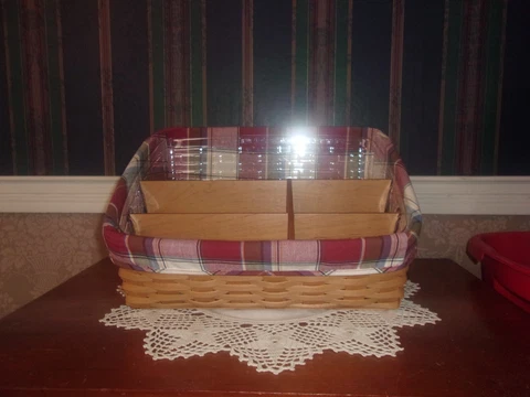 Longaberger 2003 Large Desktop Basket Set - Paprika Plaid Cover