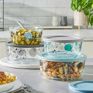 Pyrex Disney Star Wars 8-teiliges Set, 4 Schüsseln & Deckel verziertes Glas Lebensmittel Aufbewahrung - Bild 1 von 4