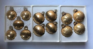 3 Boxes Vintage GOLD Christmas Ornaments Glass in Box Kugelgruss West Germany - Picture 1 of 10