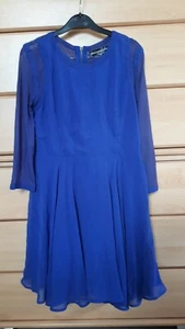 MISSGUIDED DRESS SKATER NEW ROYAL COBALT PURPLE BLUE MESH STRETCH UK 10/12 - Picture 1 of 8