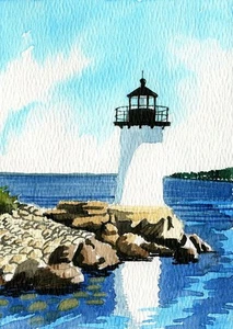 Faro Fort Pickering Isla de Invierno Salem Massachusetts Impresiones Artísticas Enmarañadas - Imagen 1 de 1