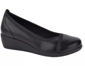 New GROSBY Mara Black Closed Toe Wedges Womens Work Casual Shoes Flats Ladies AU - Foto 1 di 12