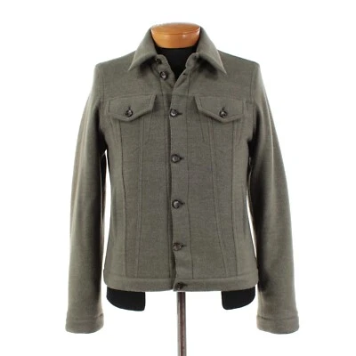 Luciano Barbera NWD Wool Button Front Jacket Size 50 (M US) In Green Melange - Image 1 of 4