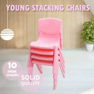 10x New Kids Children Toddler Plastic Dining Studying Chair Pink 100KG Capacity - Picture 1 of 6