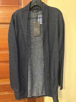 New Zara Man Open Front Long Cardigan Large Blue Mens - Image 1 of 4