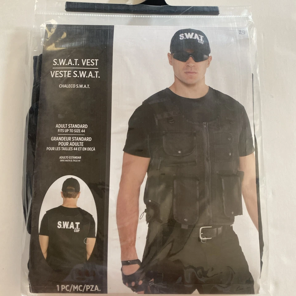 Nuevo S.W.A.T. Chaleco Disfraz de Policía Disfraz de Oficial de Policía Adulto Estándar Novedad Foto 1 de 3