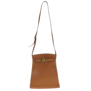 HERMES Kelly Sport MM Shoulder Bag Courchevel Leather Brown Gold Japan Authentic - Picture 1 of 10